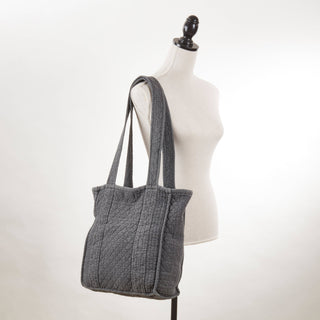 Soft Cotton Quilted Tote Bag: Slate / 14"x12"