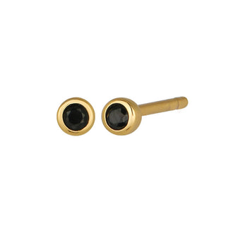 Black CZ Stud Earrings - Gold