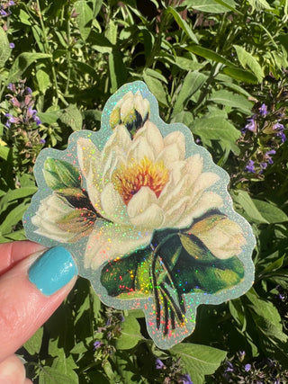 White Lotus Flower Sticker - 3 Inch