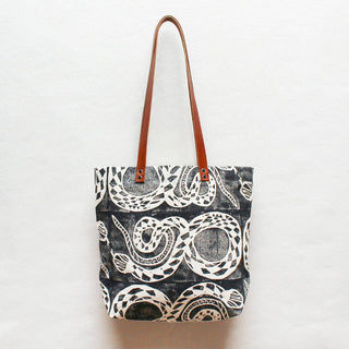 Snake Block Print Tote Bag