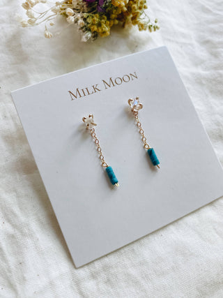 Milk Moon | Moonstone & Turquoise Chain Studs