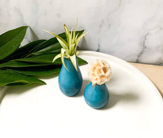 Miniature Concrete Bud Vases | Teal