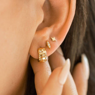 Meteor Diamond CZ Stud Earrings - Gold