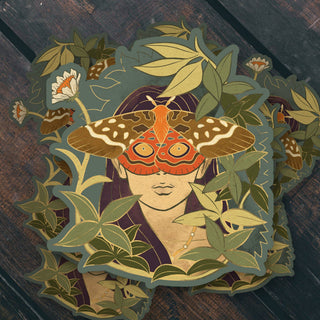 Mushroom Muse Moth Vinyl Sticker