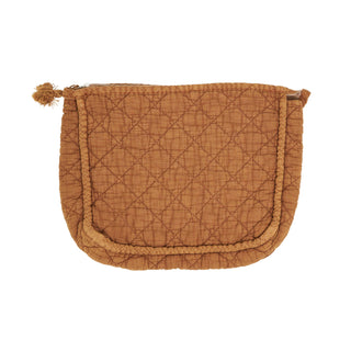 Soft Cotton Quilted Cosmetic Bag: Terracotta / 9"x7"