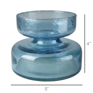 Seeded Glass Bulb Vase (Blue)