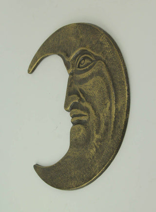 Crescent Moon Face Wall Hanging - Bronze Finished Cast Iron