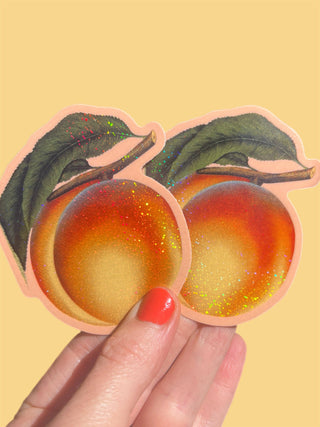 Peach Glitter Sticker - 3"
