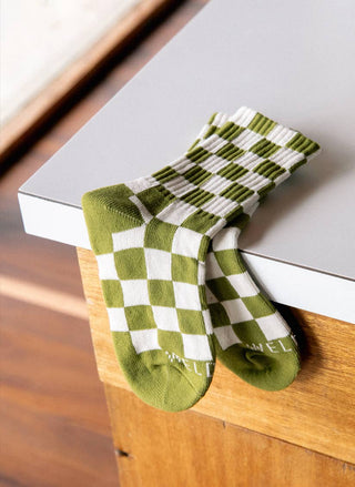Rust & Cream Checkerboard - Kids Socks
