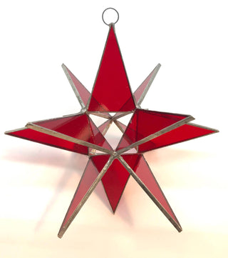 Moravian Star Handmade Stained-Glass Ornament - Iridescent Clear