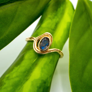Brass Labradorite Swirl Ring