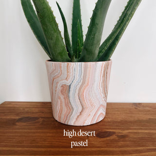 Hand Painted Marble Planter - High Desert Pastel / Small 5"