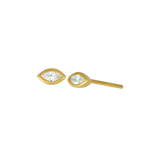 Marquise CZ Diamond Evil Eye Stud Earrings - Gold