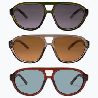 Horizon Retro Aviator Sunglasses - Rose Red Brown
