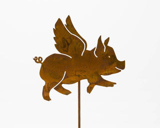 Flying Pig Pick Metal Silhouette Garden Yard Home Art Decor