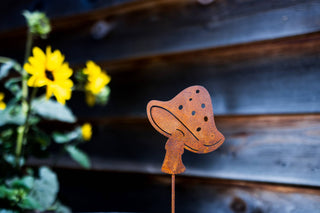 Fly Agaric Mushroom Pick - Metal Silhouette Garden Yard Home