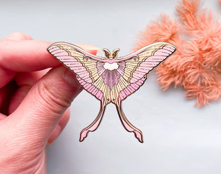 Pink Spirit Moth (Actias rhodopneuma) Enamel Pin