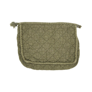 Soft Cotton Quilted Cosmetic Bag: Olive / 9"x7"