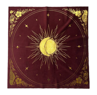 Celestial Velvet Altar Cloth - Ruby Red Velvet + Gold Foil