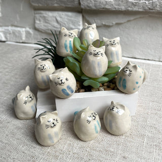 Mini Handmade Ceramic Cat Figurine