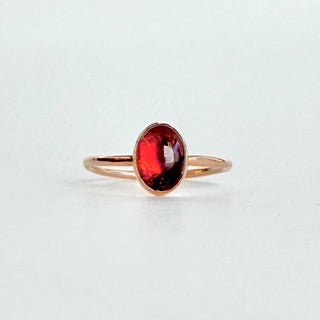 Red Garnet Oval Gemstone Ring - Gold