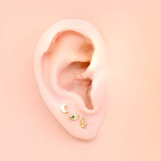 Moon Stud Earrings - Gold