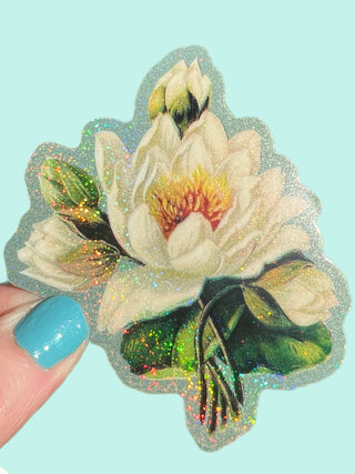 White Lotus Flower Sticker - 3 Inch