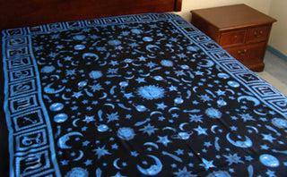 Moon & Stars Blue on Black Tapestry