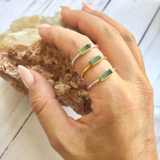 Baizaar | Gold Plated Tourmaline Slice Ring