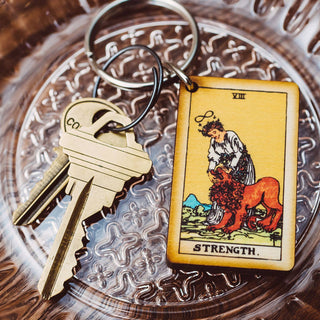 Most Amazing | Strength Tarot Card Wooden Keychain