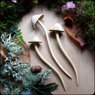 Talismana Designs | Carved Wood Mushroom Hair Stick - Light Blonde