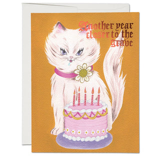 Another Year Closer to the Grave - Kitty and Cake - Card