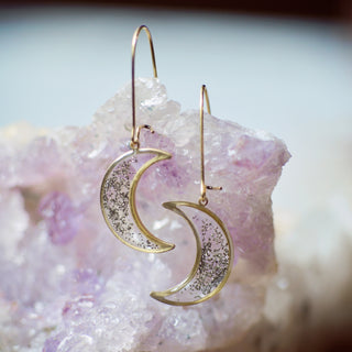 Scatter Pyrite Moon Earrings