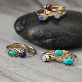 Brass Stone Stacking Ring - Wide Band