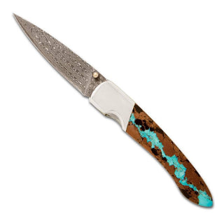 Santa Fe Stoneworks | Vein Turquoise Damascus 4" Liner Lock Knife - Single