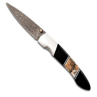 Santa Fe Stoneworks | Mammoth Tusk 4" Damascus Jewelry Linerlock Knife - Single