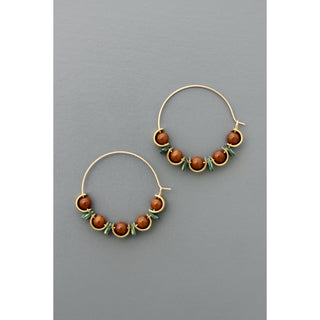 David Aubrey Jewelry | Brown and green glass hoop earrings