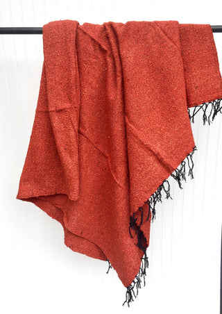 Handwoven Throw Blanket - Rust