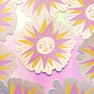 Sun Face Matte Holographic Sticker