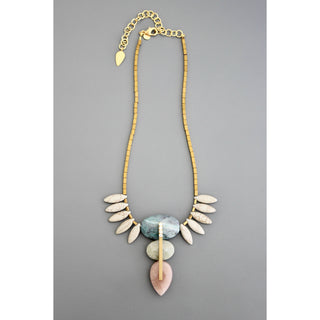 David Aubrey Jewelry | Geometric Jasper and Magnesite Bib Necklace