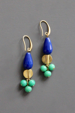 David Aubrey Jewelry | Blue and Green Cluster Earrings