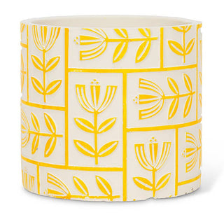 Yellow Floral Grid Planter