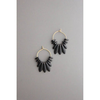 David Aubrey Jewelry | Black Glass Hoop Earrings