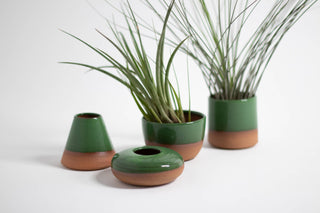 Tiny Planters Handmade Pottery in Forest Green
