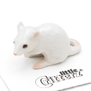 Nibbles The White Mouse - Porcelain Miniature