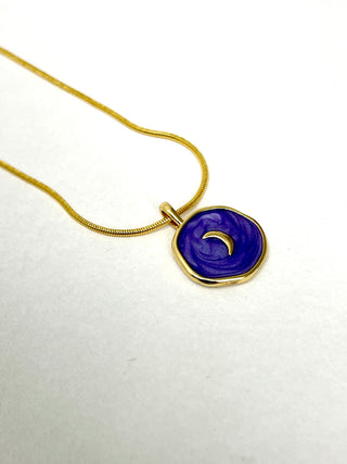 Indie South | Purple Moon Enamel Pendant Necklace