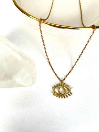 Indie South | Tiny Brass Eye Necklace
