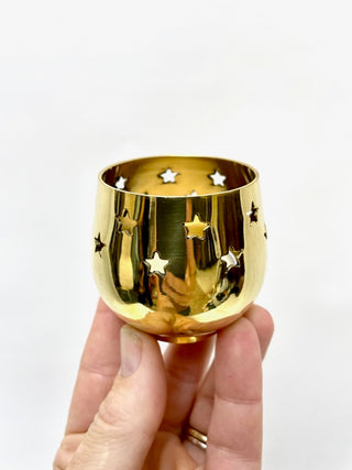 Brass Votive Candle Holder with Stars
