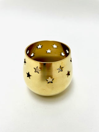 Brass Votive Candle Holder with Stars