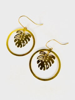 Indie South | Monstera Leaf Hoop Earrings